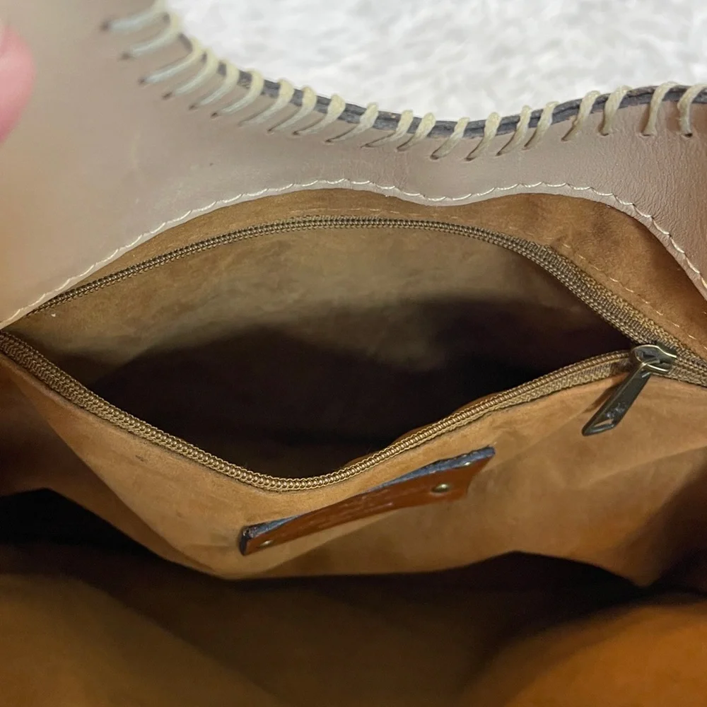 PATRICIA NASH Tan and Brown FLOWER Leather Bag WITH DUST BAG SOME SMALL MARKS - Picture 5 of 13